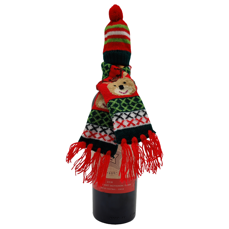 Christmas gift acrylic LED mini scarf and hat wine bottle decorations